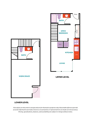 Floor plan Live Work 1 Bed, 1 Bath - Apt J