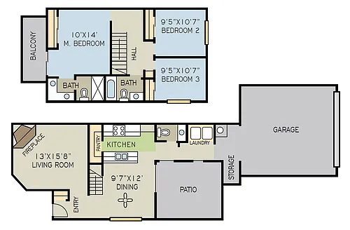 Floor plan 3 BEDROOM TOWNHOUSE A