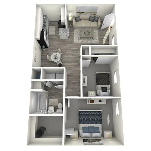 Floor plan 2 Bed 1 Bath - B