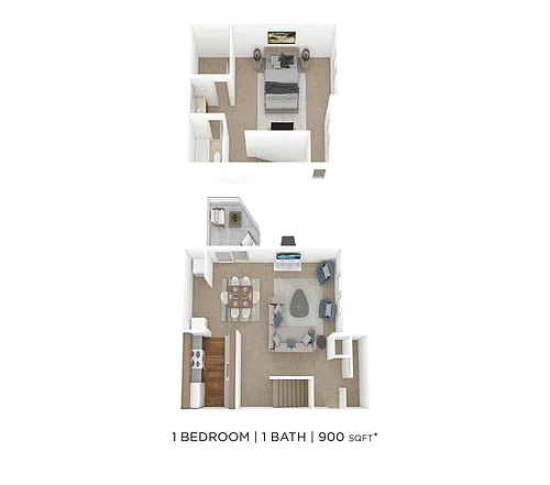 Floor plan One Bedroom Townhome