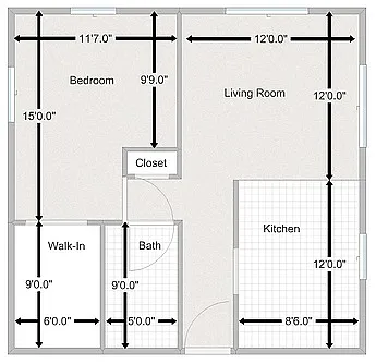 Floor plan 1 Bed 1 Bath
