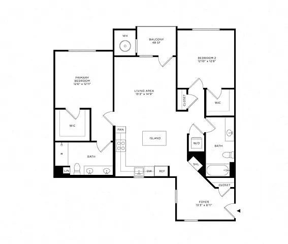 Floor plan 2G w/ Balcony