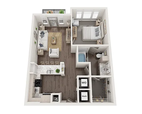 Floor plan One Bedroom A1U