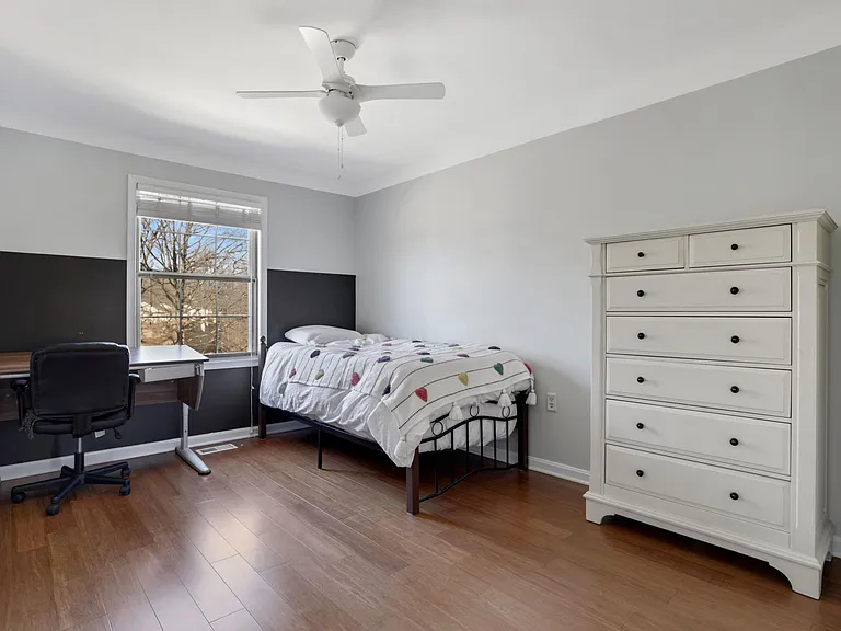 Bamboo engineered floor in this 3rd floor bedroom (prior to repainting walls light green)
