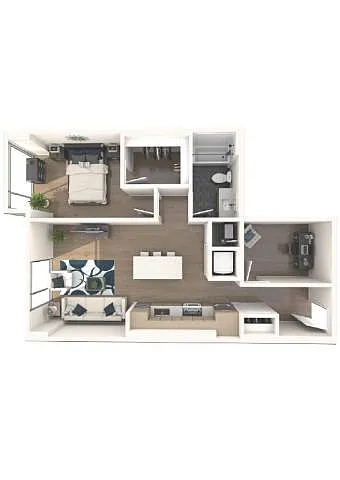 Floor plan 1 Bedroom + Den