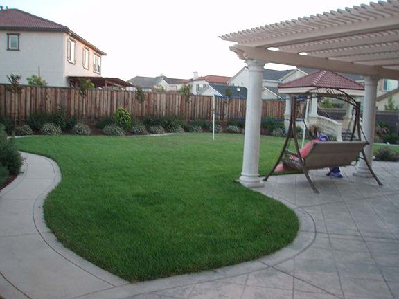 View of lawn & circular walkway