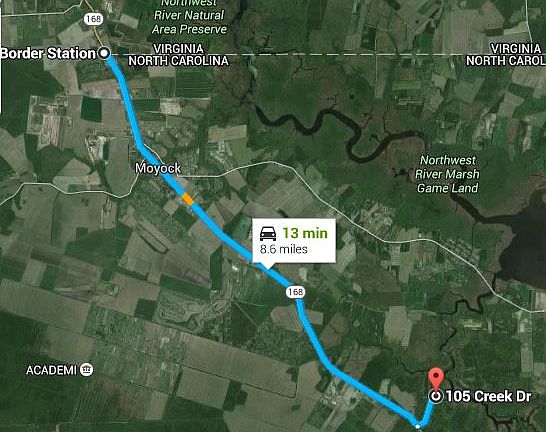 Distance from VA/NC Border