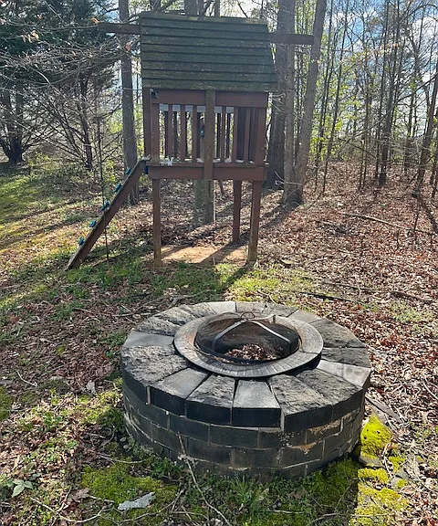 Playhouse and firepit