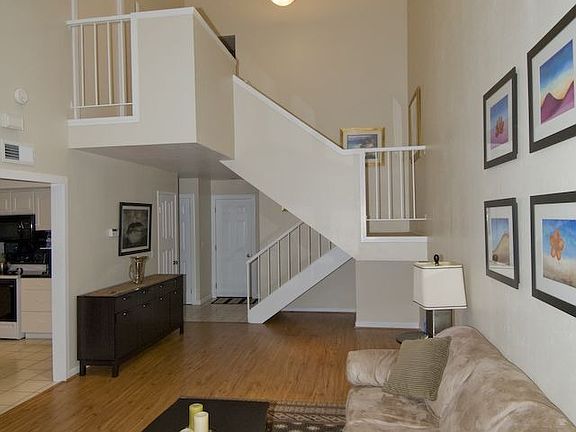 Soaring ceilings in living room