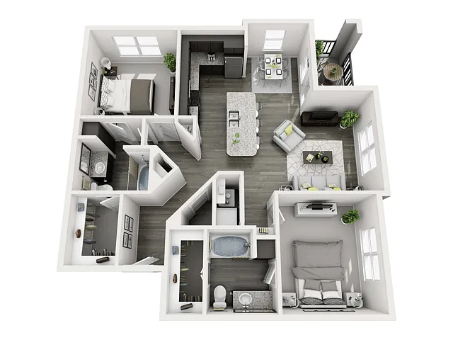 Floor plan 2 Bed, 2 Bath C