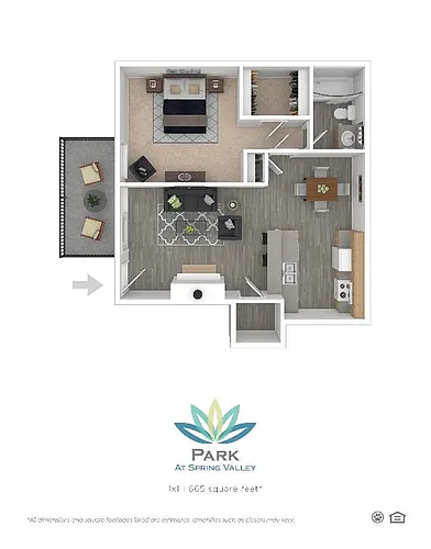 Floor plan 1 Bedroom 1 Bath