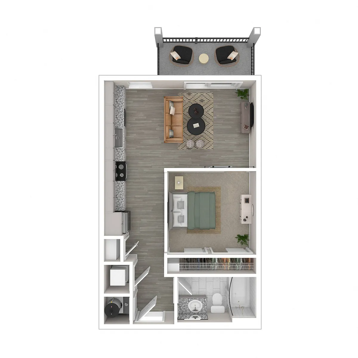 Floor plan Tipton (570 Sq. Ft. Studio)