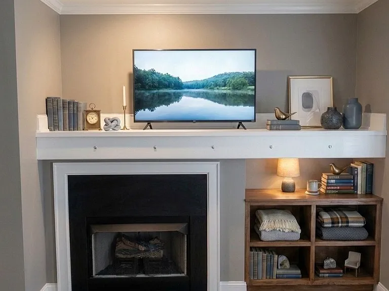 virtually staged living entertainment area
