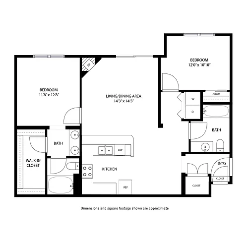 Floor plan 2 Bedroom / 2 Bath