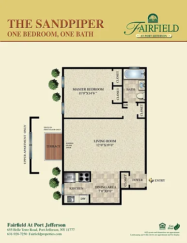 Floor plan Sandpiper 1-Bedroom