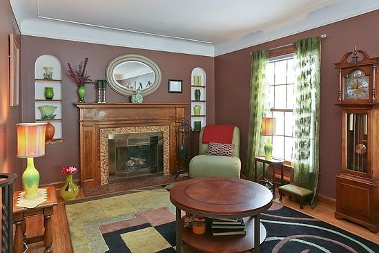 Living room with fireplace.