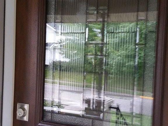 Stained glass paneled front door