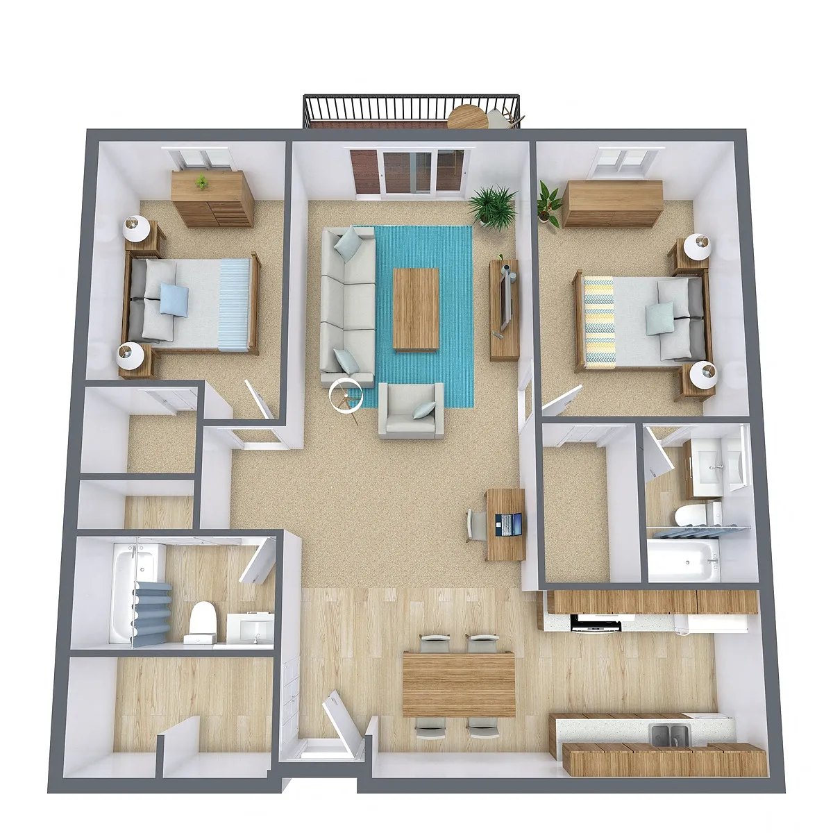 Floor plan Two Bedroom 22A