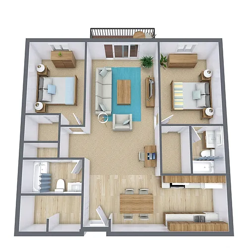 Floor plan Two Bedroom 22A