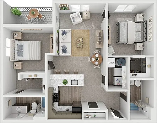Floor plan Two Bedroom x Two Bathrooms