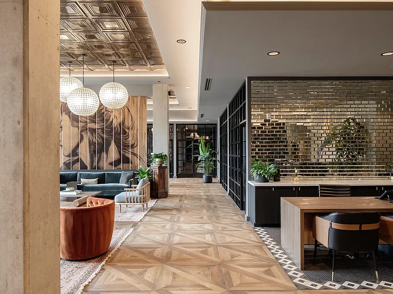 Claim space in one of our many coworking lounge areas