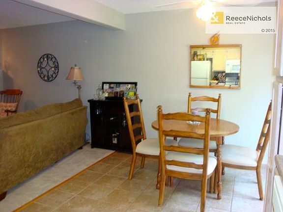 Dining area. Note tile floor.