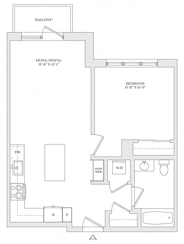 Floor plan 1 Bed/1 Bath-A1d
