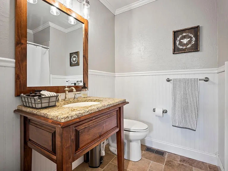 Full bathroom stacked with essential amenities, ensuring a worry-free stay where shampoo is the last thing on your mind.
