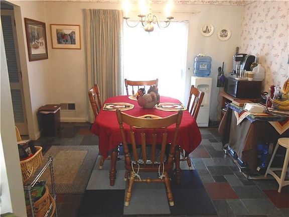 Dining room with sliding doors to deck