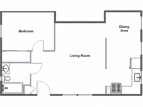 Floor plan 1 Bed / 1 Bath: Type A