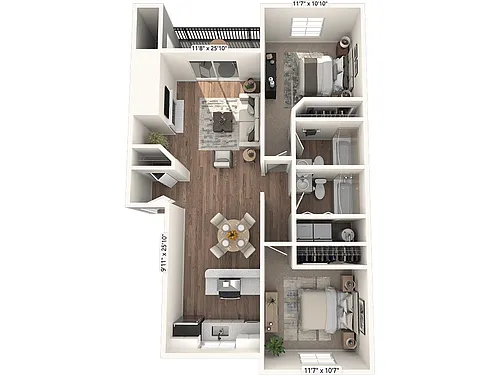 Floor plan 2 BED 2 BATH