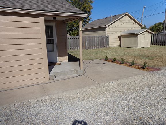 Back porch view of 8' x 12' Shed