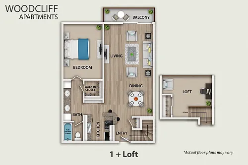 Floor plan 1 Bedroom A Plus Loft