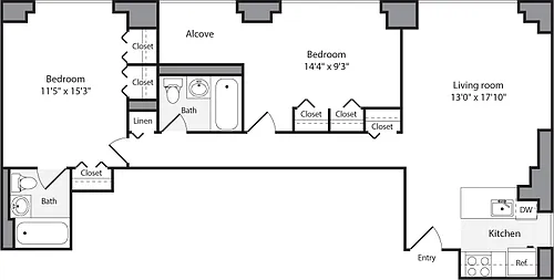 Floor plan 2 Bedroom D