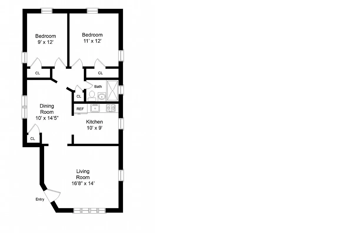 Floor layout of apartment #1. - 6642 69th St #1