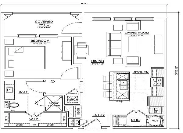 Floor plan One Bedroom/One Bath