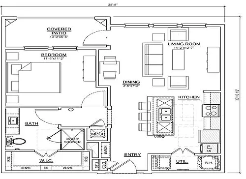 Floor plan One Bedroom/One Bath