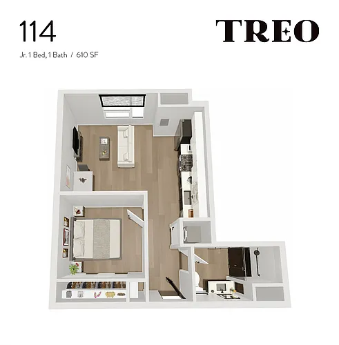 Floor plan Jr 1 Bedroom - 1 Bathroom