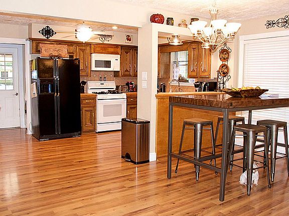 Kitchen and dining view from living room