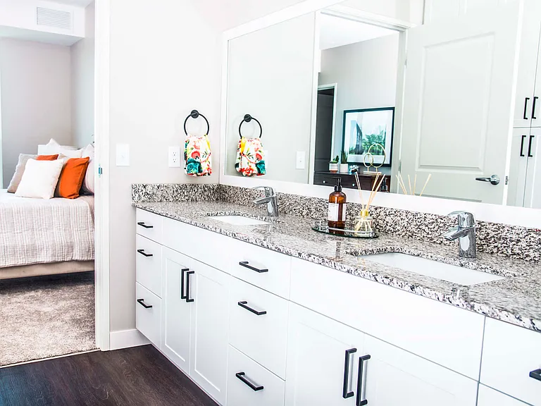 Two-Bedroom Apartment Bathroom and Sleeping Area