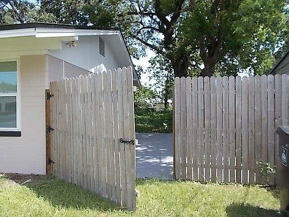 Side view with large patio