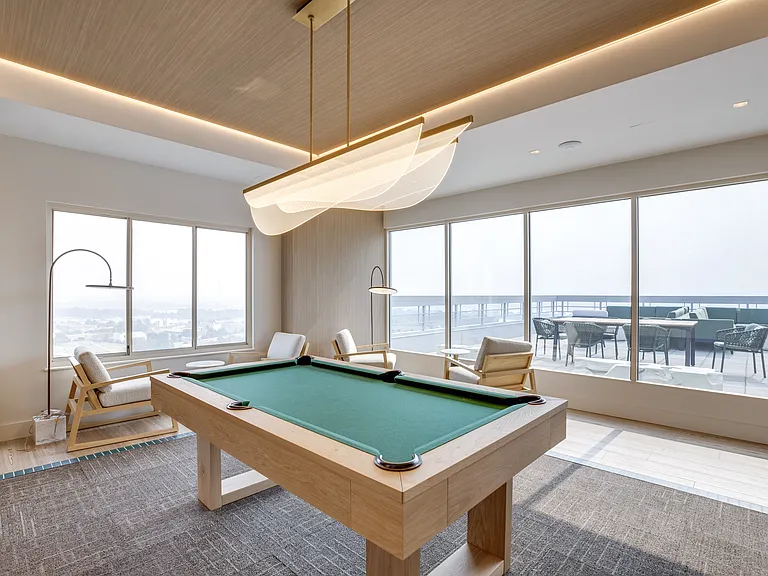 Newly renovated rooftop lounge with pool table