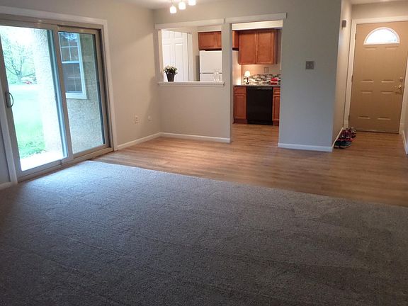 Living room into dining area & kitchen