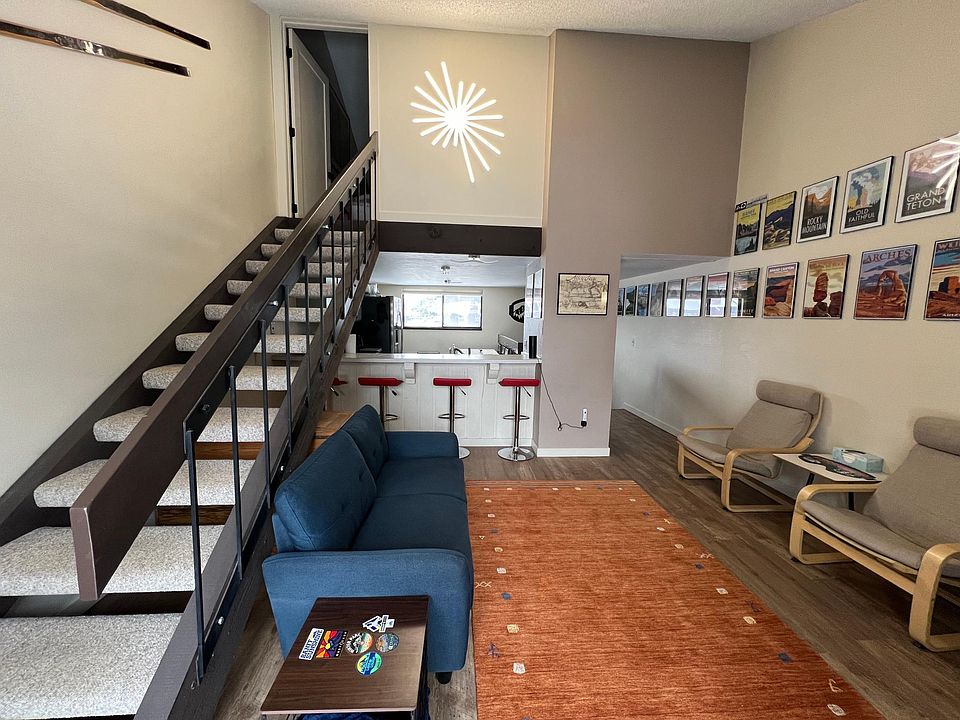 view from living room into kitchen