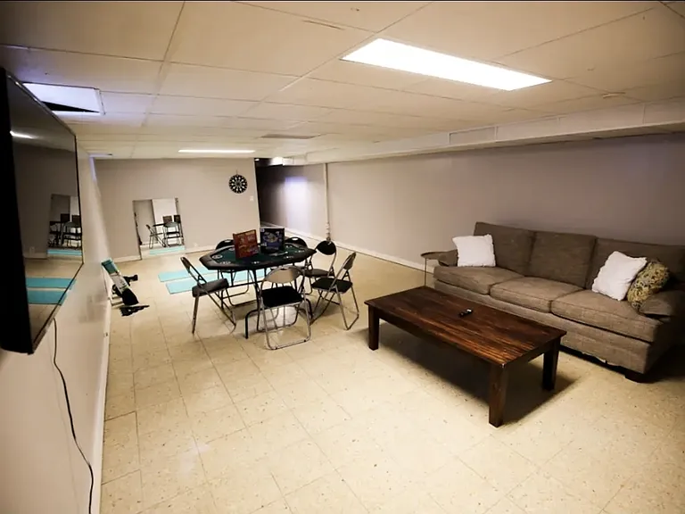 Overview of large lower level rec room