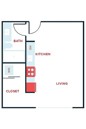 Floor plan Studio, 1 Bath - Apt D