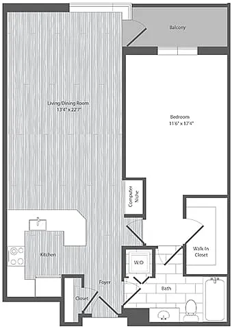 Floor plan 1 Bed 1 Bath - A9
