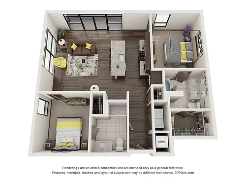Floor plan Whitfield (2 Bedroom & 2 Bathroom)