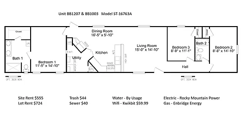 Floor plan 3 Bed 2 Bath