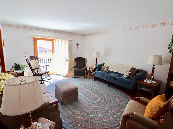 living room with deck access